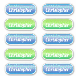 Name Aufkleber Set blau und grün