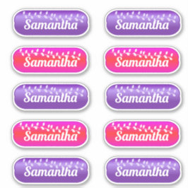 Name Aufkleber Set Magenta und Lila