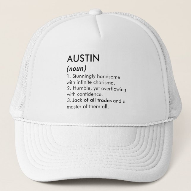 Name Austin, Bearbeitbarer Name, Benutzerdefiniert Truckerkappe (Vorderseite)