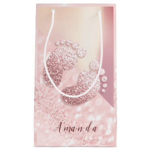 Name Baby Feet Rose Gold Baby Dusche Pink Blush Kleine Geschenktüte
