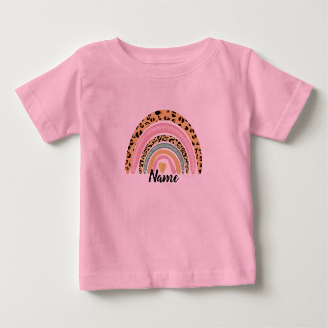 Name Baby Girl Boho Rainbow Matching T - Shirt (Vorderseite)