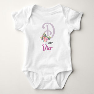 Name Baby Outfit Letter D Romper Girl Floral Baby Strampler