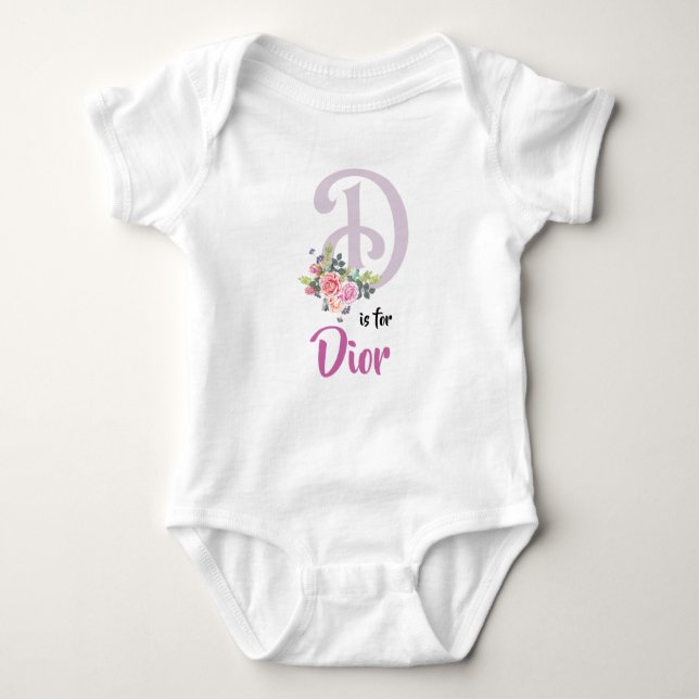 Name Baby Outfit Letter D Romper Girl Floral Baby Strampler (Vorderseite)