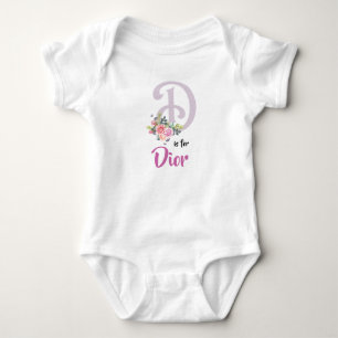 Name Baby Outfit Letter D Romper Girl Floral Strampler