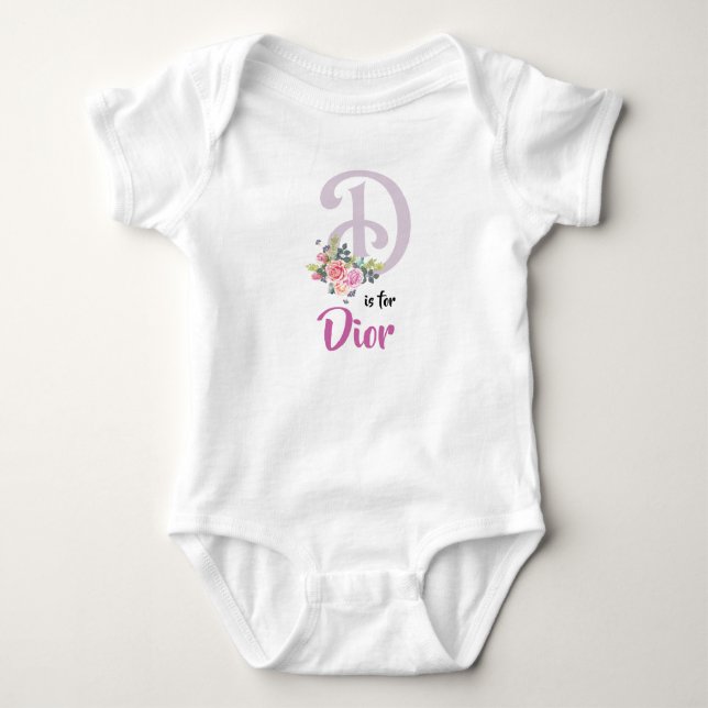 Name Baby Outfit Letter D Romper Girl Floral Strampler (Vorderseite)