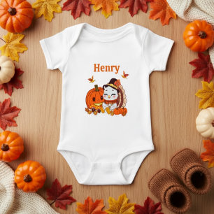 Name Baby Puten und Kürbis Thanksgiving  Strampler
