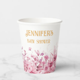 Name, Babydusche, Extra-Text, Blumenstrauß 8oz Pappbecher