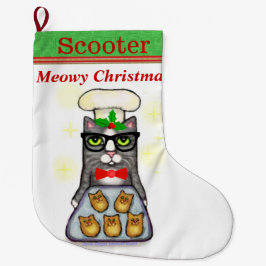Name-Backen-Katzen-WeihnachtsStrumpf Großer Weihnachtsstrumpf