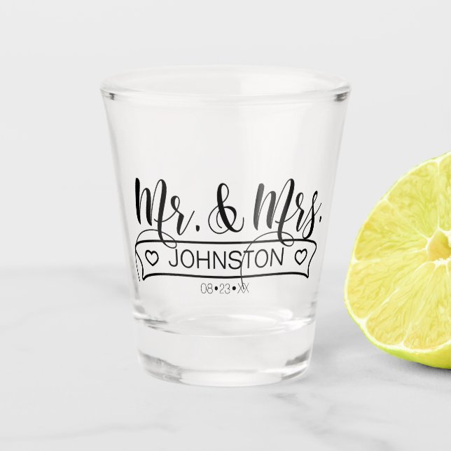 Name Banner Mr & Mrs ID668 Schnapsglas (Vorderseite)