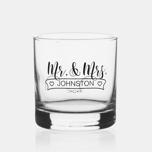 Name Banner Mr & Mrs ID668 Whiskyglas (Vorderseite)