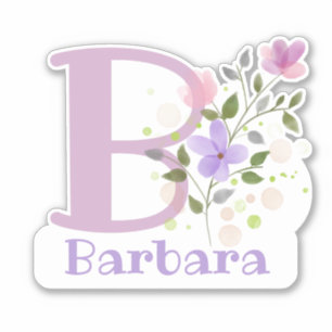 Name Barbara & Initial mit Blumendesign Aufkleber