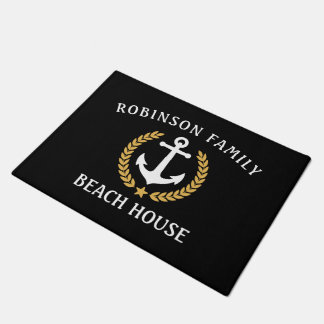 Name Beach House Anchor Gold Laurel Star Fußmatte