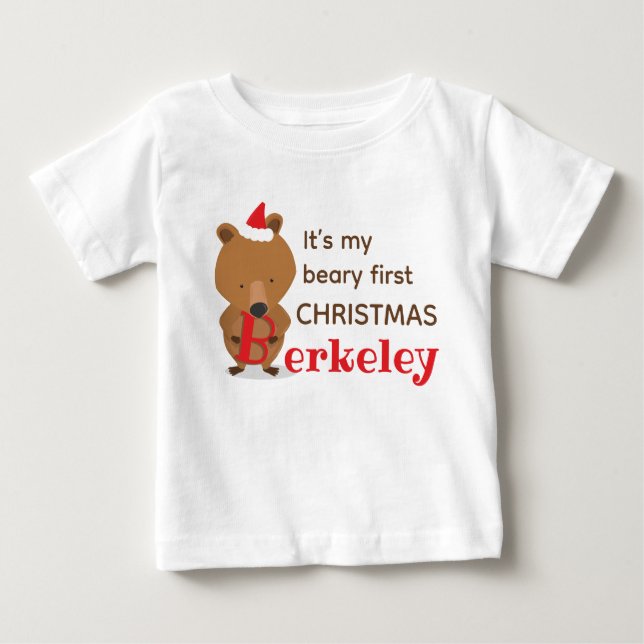 Name Bear 1. Weihnachten Baby T-shirt (Vorderseite)