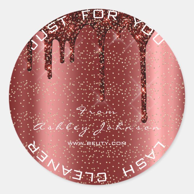 Name Beauty Lashes Burgundy Gold Lashes Cleaner Runder Aufkleber (Vorderseite)