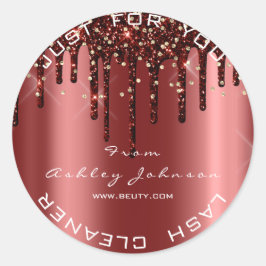 Name Beauty Lashes Burgundy Gold Lashes Confetti Runder Aufkleber