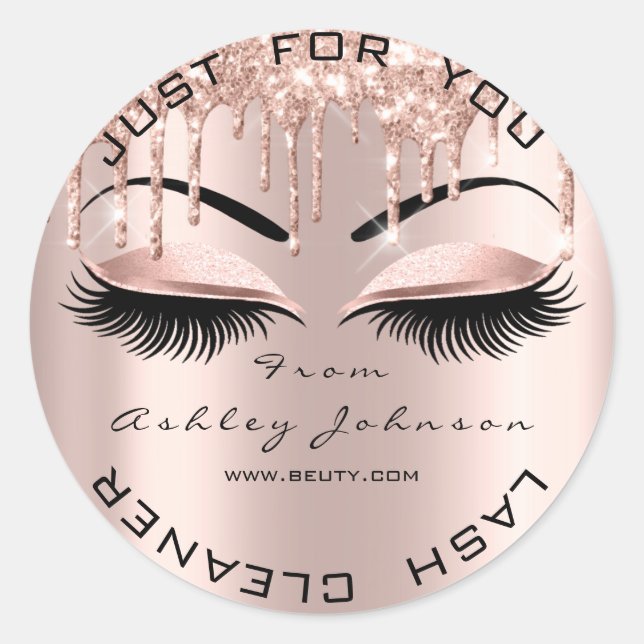 Name Beauty Lshes Tropfen Pink Brows Lashes Cleane Runder Aufkleber (Vorderseite)