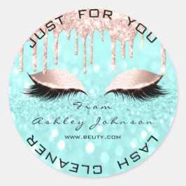 Name Beauty Lshes Tropfen Pink Gold Lashes Cleaner Runder Aufkleber