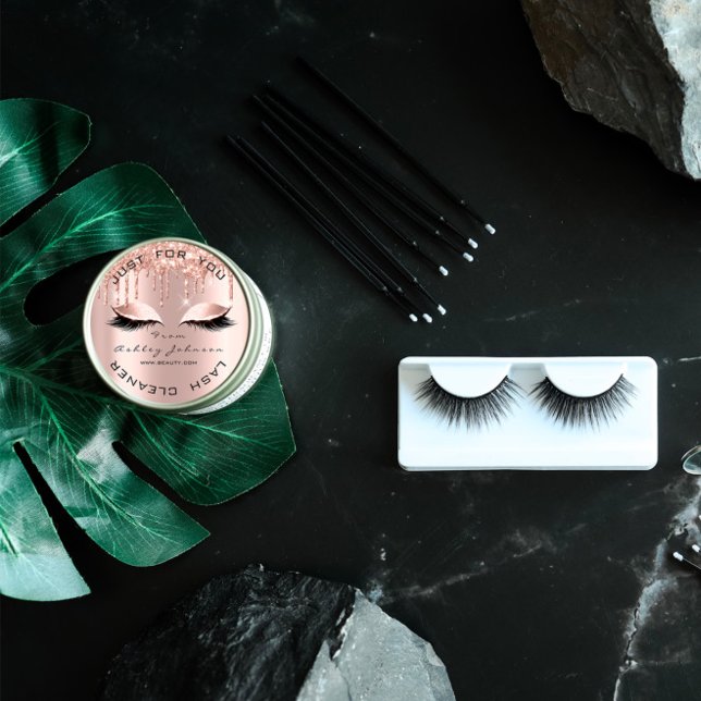 Name Beauty Lshes Tropfen Pink Gold Lashes Cleaner Runder Aufkleber (Name Beauty Lshes Drips Pink Gold Lashes Cleaner Classic Round Sticker)