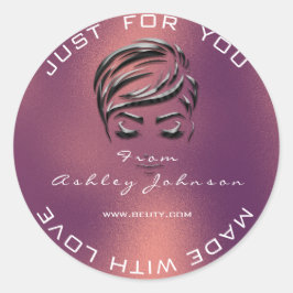 Name Beauty Salon Glitzer Kupfer Rose Danke Lux Runder Aufkleber