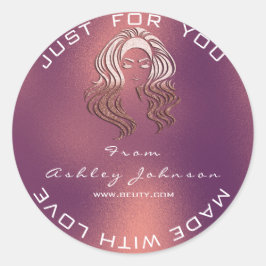 Name Beauty Salon Glitzer Kupfer Rose Danke Lux Runder Aufkleber