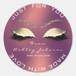 Name Beauty Salon Glitzer Kupfer Rose Vielen Dank Runder Aufkleber