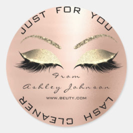 Name Beauty Salon Glitzer Rose Gold Lash Cleaner Runder Aufkleber