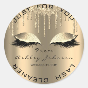 Name Beauty Salon Tropfen Sepia Gold Lashes Cleane Runder Aufkleber