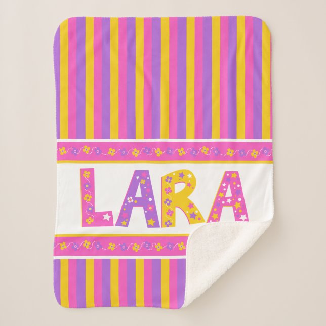 Name bedeutet Lara pink lila Blume Stern Sherpadecke (Vorderseite)
