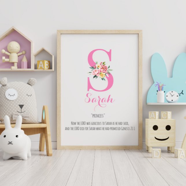 Name bedeutet Monogramm Aquarellfarbe Blume Poster (Von Creator hochgeladen)