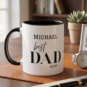 Name Best Dad Ever Einfache Typografie Vater Tasse