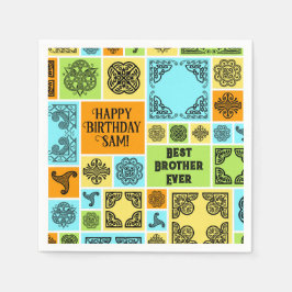 Name & Beziehung Geburtsdatum Orange & Grün hinzuf Serviette