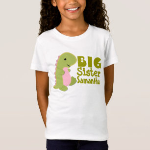 Name Big Sister Dinosaurier Print hinzufügen T-Shirt