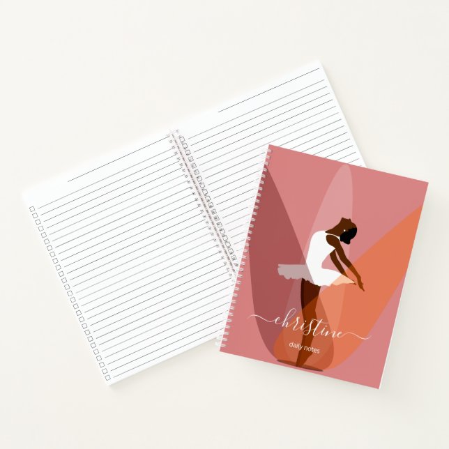 Name Black ballerina Modern Minimal illustration Notizbuch (Innenseite)