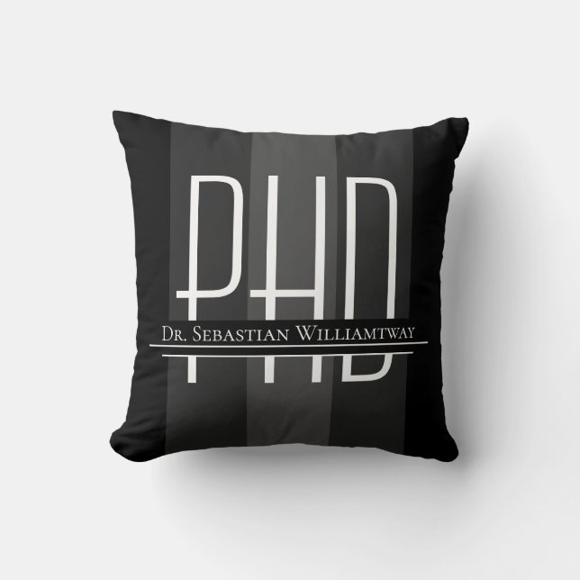 Name Black Gray Abschluss PhD Throw Pillow Kissen (Vorderseite)