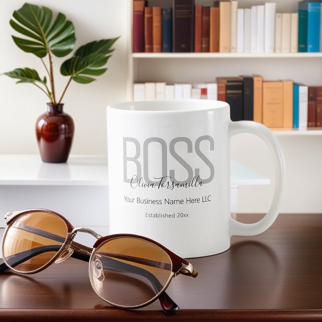 Name Black Gray Boss Kaffeetasse (Get this mug and drink your coffee (or tea) like the boss you are.)