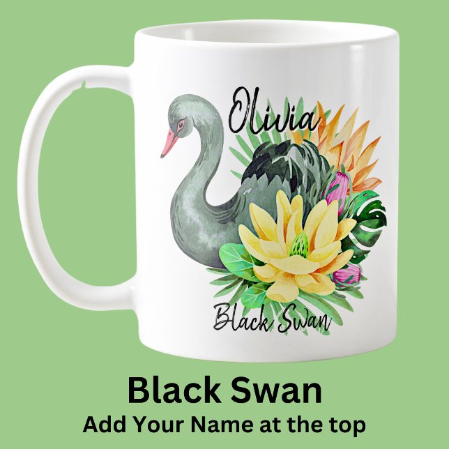 Name Black Swan Australian Animal Bird hinzufügen Kaffeetasse (Von Creator hochgeladen)