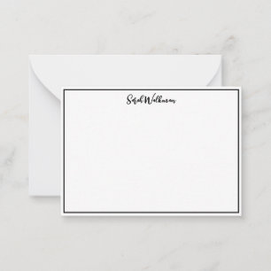 Name & Blank Schwarz-Weiß Minimalistisch Mitteilungskarte
