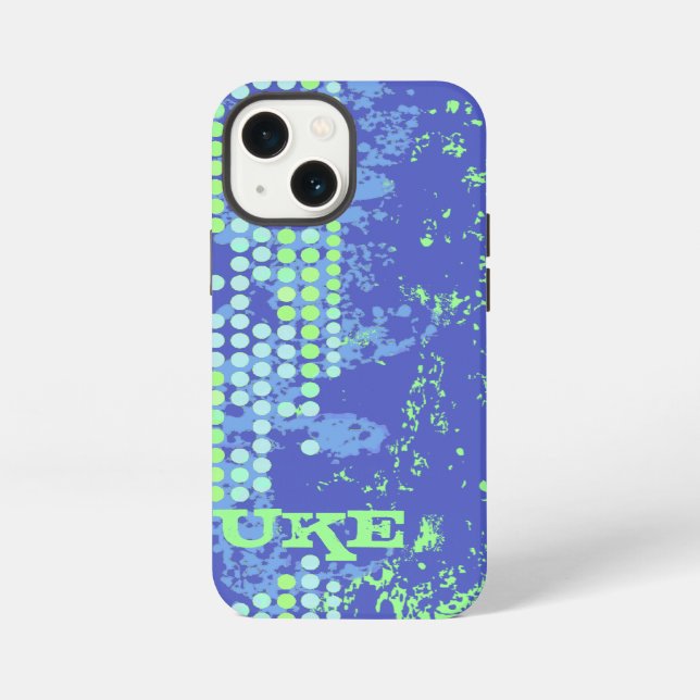 Name Blau Grün Surfstil iPhone Hülle (Rückseite)