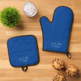 Name blau ofenhandschuh & Topflappen-Set