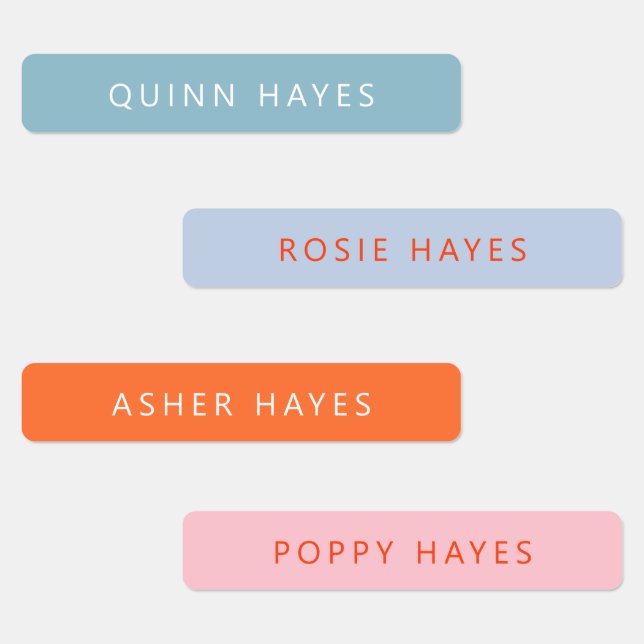Name Blau, Orange und Rosa Etiketten (Gruppe)