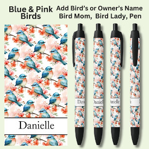 Name, Blaue und rosa Vögel hinzufügen Kugelschreiber
