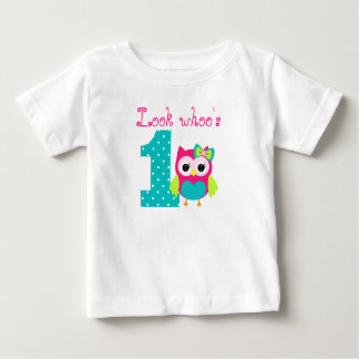 Name-Blick whoos ein Eulengeburtstag Baby T-shirt