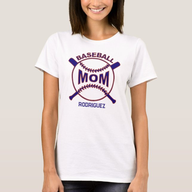 Name Blue Baseball Mama T - Shirt (Vorderseite)