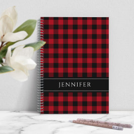 Name Blue & Black Karos Kariert Gingham Pattern Ni Notizbuch