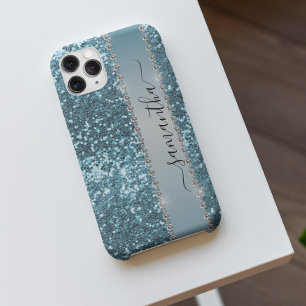 Name Blue Diamond Glitzer Look Case-Mate iPhone Hülle