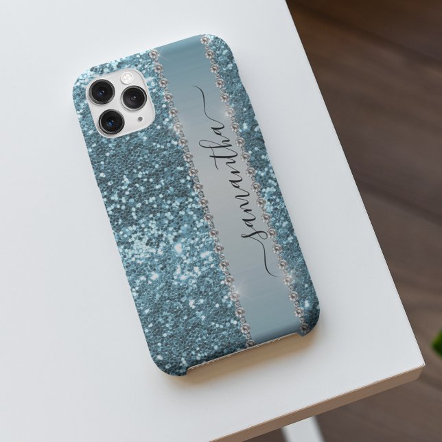 Name Blue Diamond Glitzer Look Case-Mate iPhone Hülle (Von Creator hochgeladen)