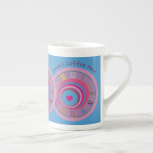 Name Blue Lila Pink Heart Circles Roman Numerus Prozellantasse