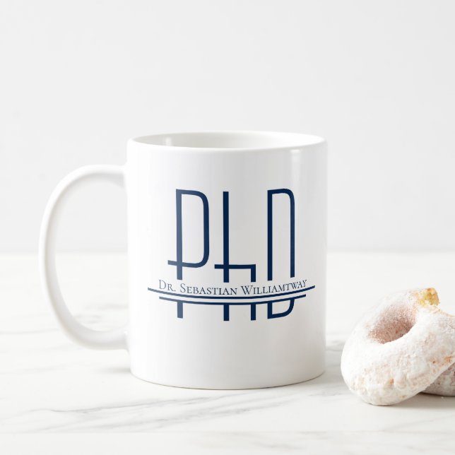 Name Blue PhD-Abschluss Kaffeetasse (Mit Donut)