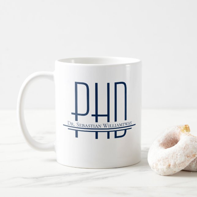 Name Blue PhD Coffee Tasse (Mit Donut)