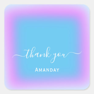 Name Blue Pink Ocean Makeup Bridal Sweet16. Quadratischer Aufkleber